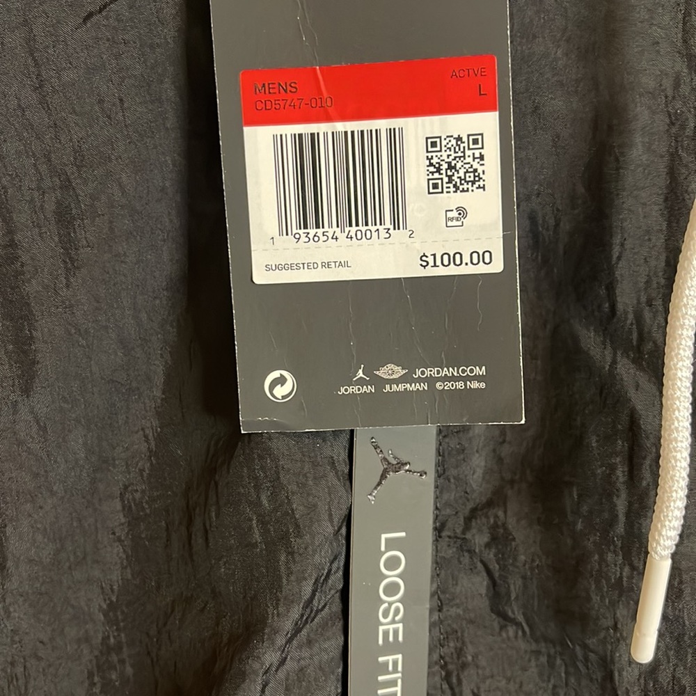 Jordan Size L retro windbreaker jacket; black/white; NWT - Picture 2 of 5